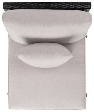 Safavieh PRAMLA Modern Outdoor Settee with Storage Ottomans – Stylish, Durable, and Perfect for Entertaining Black / Light Grey PAT7515E