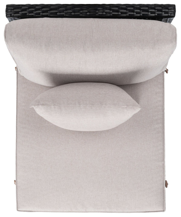 Safavieh PRAMLA Modern Outdoor Settee with Storage Ottomans – Stylish, Durable, and Perfect for Entertaining Black / Light Grey PAT7515E