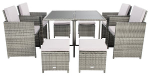 Safavieh Enerson Outdoor Dining Set XII23 Grey/Grey Cushion Steel PAT7523B-2BX