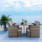 Safavieh Enerson Outdoor Dining Set XII23 Grey/Grey Cushion Steel PAT7523B-2BX