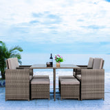 Safavieh Enerson Outdoor Dining Set XII23 Grey/Grey Cushion Steel PAT7523B-2BX