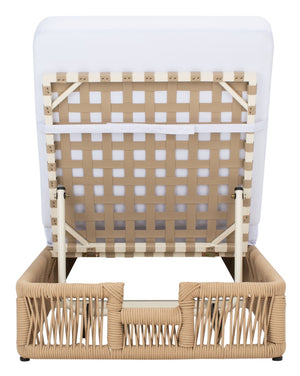 Safavieh GILLIAN Coastal Daybed with Woven Rope Accents for Relaxing Outdoor Lounging by the Pool or Patio Tan / White PAT7527A