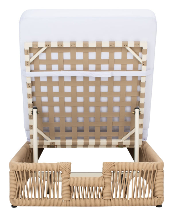 Safavieh GILLIAN Coastal Daybed with Woven Rope Accents for Relaxing Outdoor Lounging by the Pool or Patio Tan / White PAT7527A