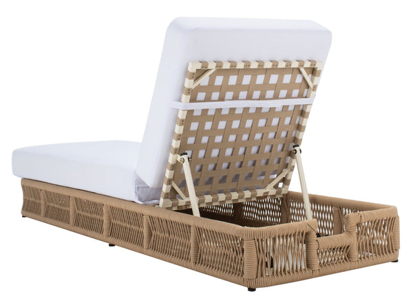 Safavieh GILLIAN Coastal Daybed with Woven Rope Accents for Relaxing Outdoor Lounging by the Pool or Patio Tan / White PAT7527A