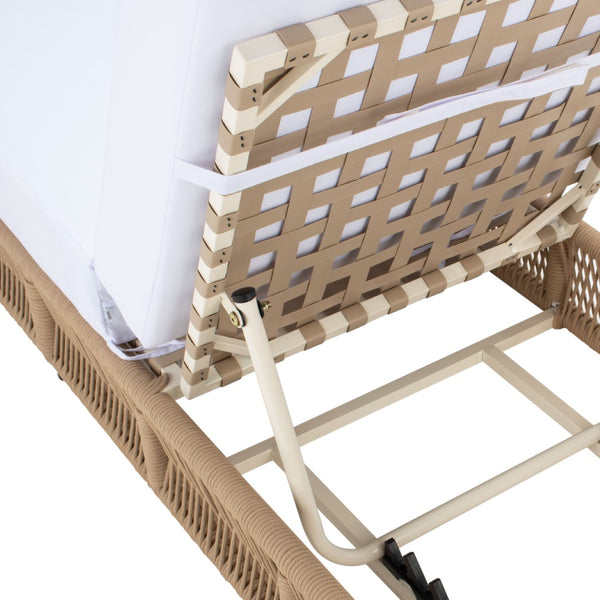 Safavieh GILLIAN Coastal Daybed with Woven Rope Accents for Relaxing Outdoor Lounging by the Pool or Patio Tan / White PAT7527A