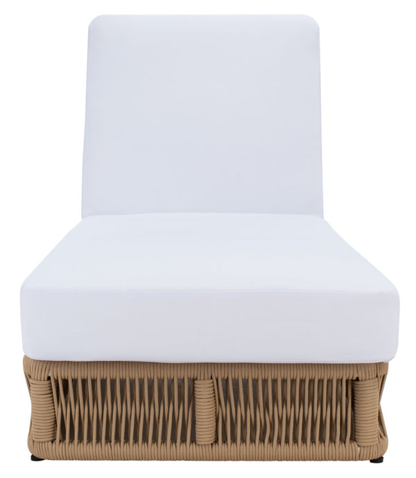 Safavieh GILLIAN Coastal Daybed with Woven Rope Accents for Relaxing Outdoor Lounging by the Pool or Patio Tan / White PAT7527A