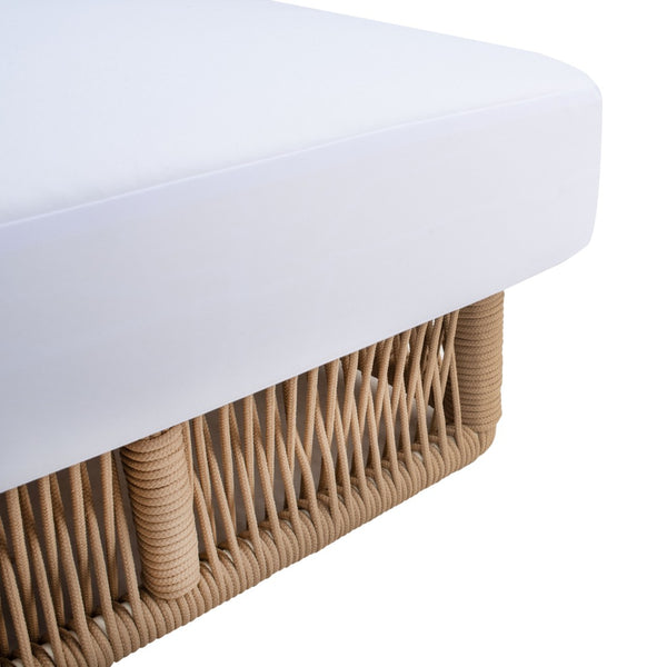 Safavieh GILLIAN Coastal Daybed with Woven Rope Accents for Relaxing Outdoor Lounging by the Pool or Patio Tan / White PAT7527A