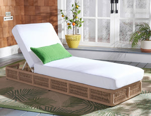 Safavieh GILLIAN Coastal Daybed with Woven Rope Accents for Relaxing Outdoor Lounging by the Pool or Patio Tan / White PAT7527A