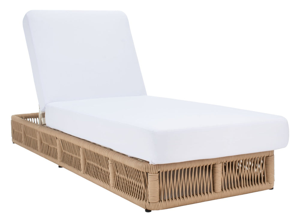 Safavieh GILLIAN Coastal Daybed with Woven Rope Accents for Relaxing Outdoor Lounging by the Pool or Patio Tan / White PAT7527A