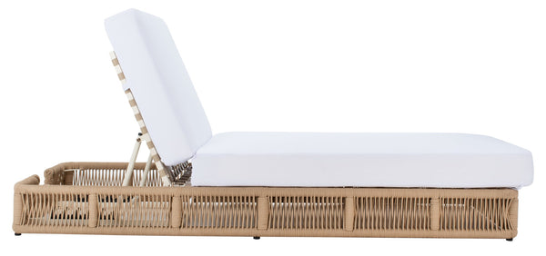 Safavieh GILLIAN Coastal Daybed with Woven Rope Accents for Relaxing Outdoor Lounging by the Pool or Patio Tan / White PAT7527A