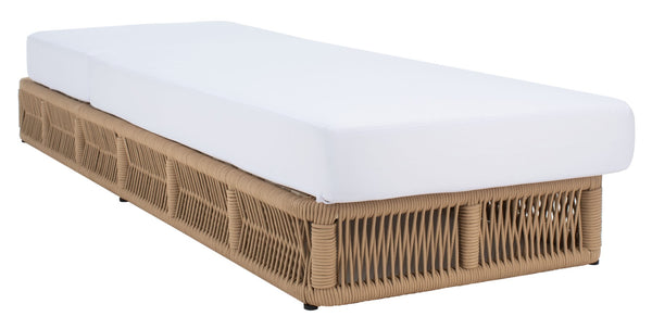 Safavieh GILLIAN Coastal Daybed with Woven Rope Accents for Relaxing Outdoor Lounging by the Pool or Patio Tan / White PAT7527A