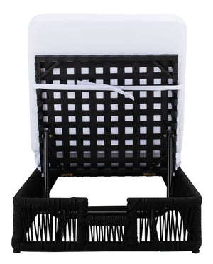 Safavieh GILLIAN Coastal Daybed with Woven Rope Accents for Relaxing Outdoor Lounging by the Pool or Patio Black / White PAT7527B