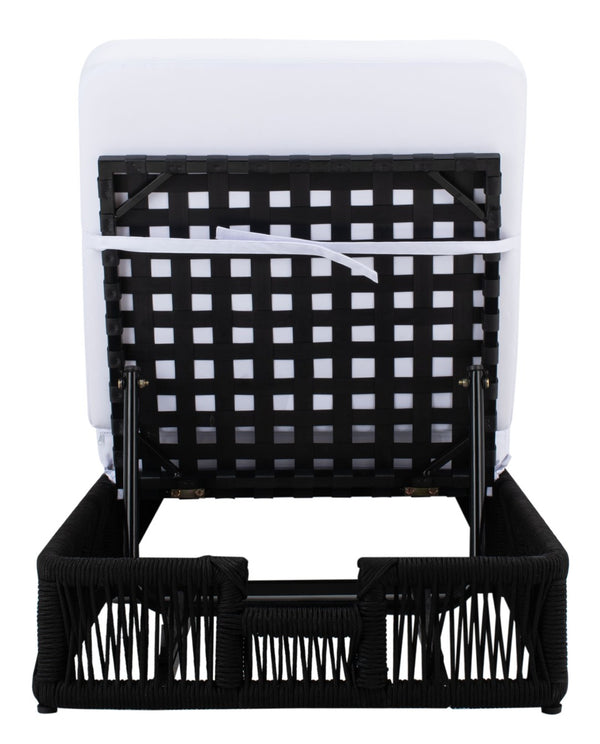 Safavieh GILLIAN Coastal Daybed with Woven Rope Accents for Relaxing Outdoor Lounging by the Pool or Patio Black / White PAT7527B