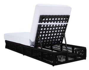 Safavieh GILLIAN Coastal Daybed with Woven Rope Accents for Relaxing Outdoor Lounging by the Pool or Patio Black / White PAT7527B