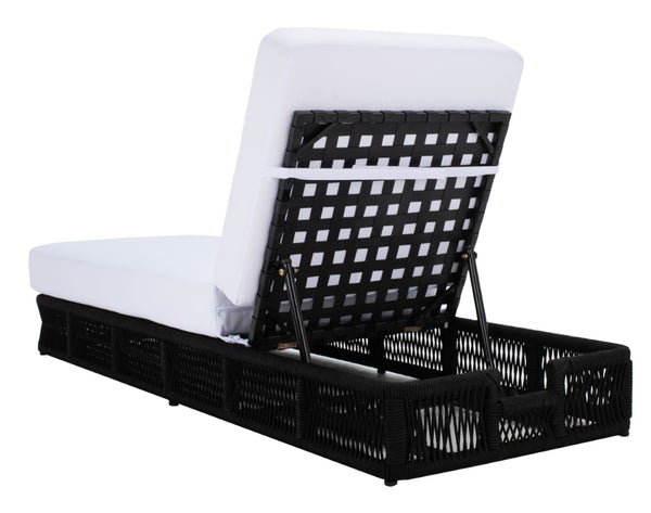 Safavieh GILLIAN Coastal Daybed with Woven Rope Accents for Relaxing Outdoor Lounging by the Pool or Patio Black / White PAT7527B