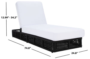 Safavieh GILLIAN Coastal Daybed with Woven Rope Accents for Relaxing Outdoor Lounging by the Pool or Patio Black / White PAT7527B