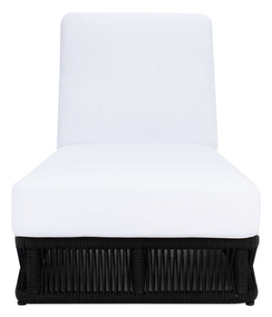 Safavieh GILLIAN Coastal Daybed with Woven Rope Accents for Relaxing Outdoor Lounging by the Pool or Patio Black / White PAT7527B