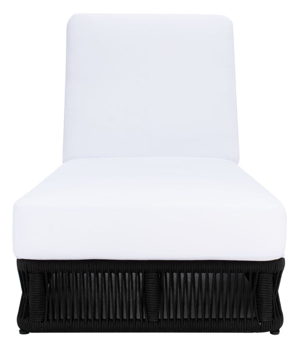 Safavieh GILLIAN Coastal Daybed with Woven Rope Accents for Relaxing Outdoor Lounging by the Pool or Patio Black / White PAT7527B