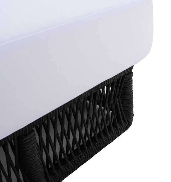 Safavieh GILLIAN Coastal Daybed with Woven Rope Accents for Relaxing Outdoor Lounging by the Pool or Patio Black / White PAT7527B