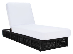 Safavieh GILLIAN Coastal Daybed with Woven Rope Accents for Relaxing Outdoor Lounging by the Pool or Patio Black / White PAT7527B