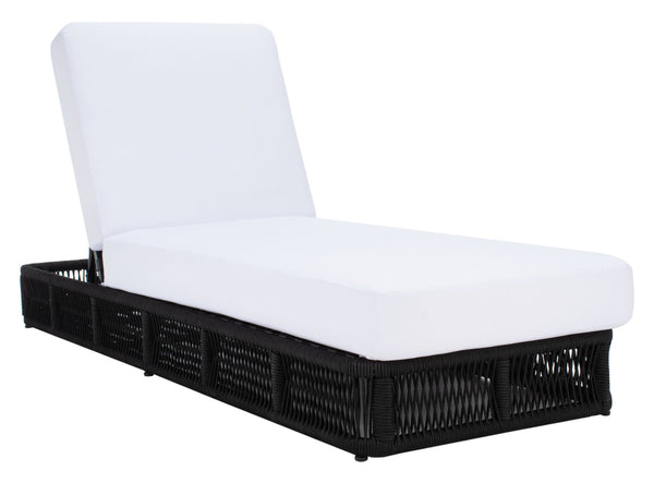 Safavieh GILLIAN Coastal Daybed with Woven Rope Accents for Relaxing Outdoor Lounging by the Pool or Patio Black / White PAT7527B