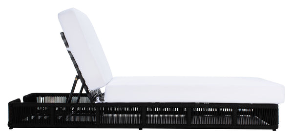 Safavieh GILLIAN Coastal Daybed with Woven Rope Accents for Relaxing Outdoor Lounging by the Pool or Patio Black / White PAT7527B