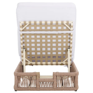 Safavieh GILLIAN Coastal Daybed with Woven Rope Accents for Relaxing Outdoor Lounging by the Pool or Patio Heather Tan / White PAT7527D