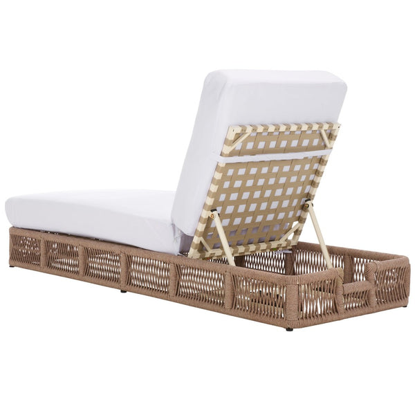 Safavieh GILLIAN Coastal Daybed with Woven Rope Accents for Relaxing Outdoor Lounging by the Pool or Patio Heather Tan / White PAT7527D