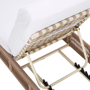 Safavieh GILLIAN Coastal Daybed with Woven Rope Accents for Relaxing Outdoor Lounging by the Pool or Patio Heather Tan / White PAT7527D