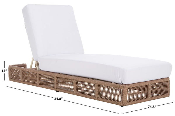 Safavieh GILLIAN Coastal Daybed with Woven Rope Accents for Relaxing Outdoor Lounging by the Pool or Patio Heather Tan / White PAT7527D