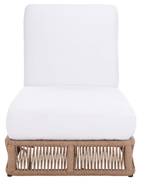 Safavieh GILLIAN Coastal Daybed with Woven Rope Accents for Relaxing Outdoor Lounging by the Pool or Patio Heather Tan / White PAT7527D