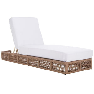 Safavieh GILLIAN Coastal Daybed with Woven Rope Accents for Relaxing Outdoor Lounging by the Pool or Patio Heather Tan / White PAT7527D