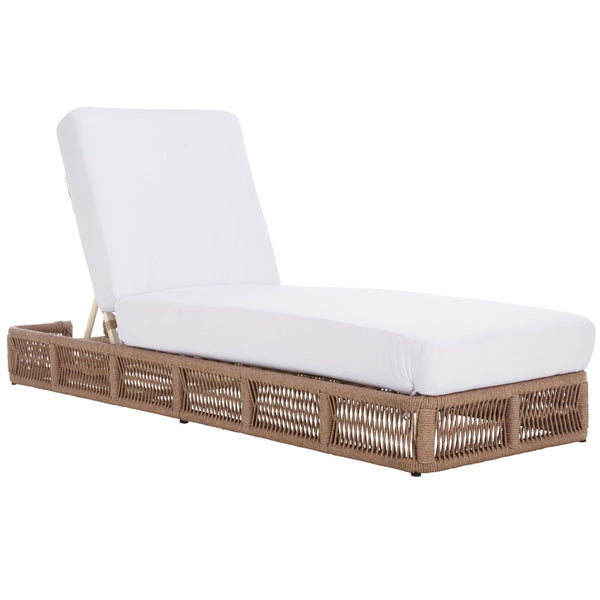 Safavieh GILLIAN Coastal Daybed with Woven Rope Accents for Relaxing Outdoor Lounging by the Pool or Patio Heather Tan / White PAT7527D