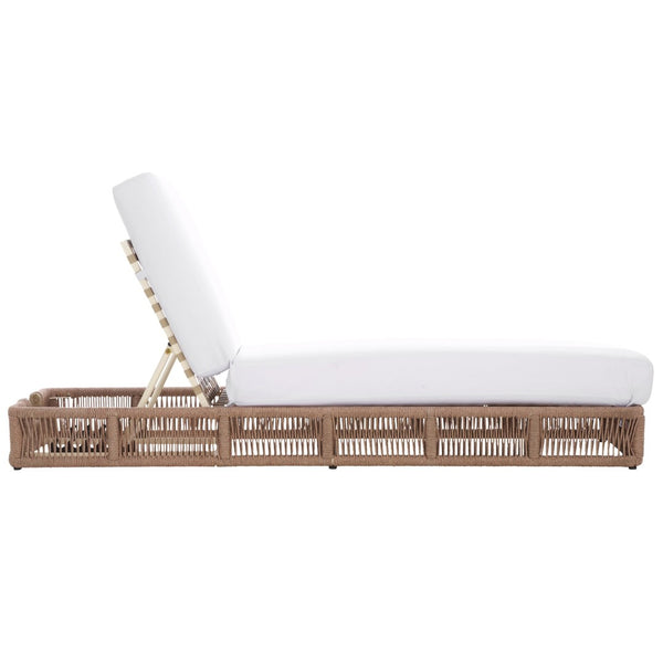 Safavieh GILLIAN Coastal Daybed with Woven Rope Accents for Relaxing Outdoor Lounging by the Pool or Patio Heather Tan / White PAT7527D