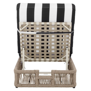 Safavieh Gillian Sunlounger – Coastal Style Outdoor Daybed With Woven Rope And Cushion For Relaxation Bliss Heather Tan ,Black Striped Steel,Rope Pat7527e