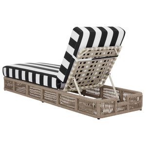 Safavieh Gillian Sunlounger – Coastal Style Outdoor Daybed With Woven Rope And Cushion For Relaxation Bliss Heather Tan ,Black Striped Steel,Rope Pat7527e