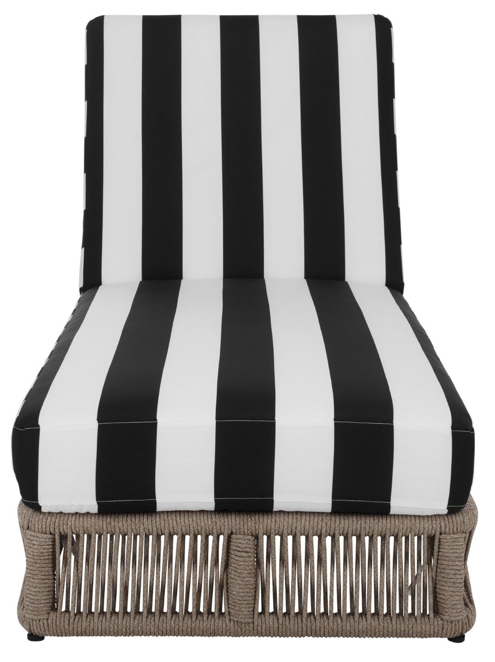 Safavieh Gillian Sunlounger – Coastal Style Outdoor Daybed With Woven Rope And Cushion For Relaxation Bliss Heather Tan ,Black Striped Steel,Rope Pat7527e