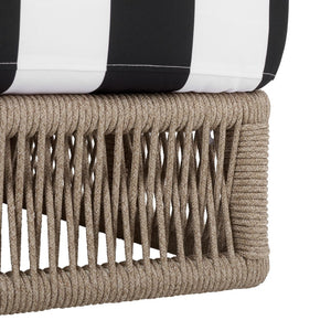 Safavieh Gillian Sunlounger – Coastal Style Outdoor Daybed With Woven Rope And Cushion For Relaxation Bliss Heather Tan ,Black Striped Steel,Rope Pat7527e