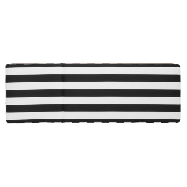 Safavieh Gillian Sunlounger – Coastal Style Outdoor Daybed With Woven Rope And Cushion For Relaxation Bliss Heather Tan ,Black Striped Steel,Rope Pat7527e