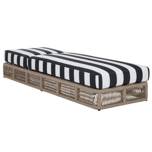 Safavieh Gillian Sunlounger – Coastal Style Outdoor Daybed With Woven Rope And Cushion For Relaxation Bliss Heather Tan ,Navy Striped Steel,Rope Pat7527f