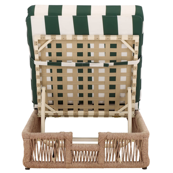 Safavieh Gillian Sunlounger - Coastal Style With Natural Rope, Perfect For Your Outdoor Relaxation Oasis Heather Tan ,Hunter Green Str Steel,Rope Pat7527h