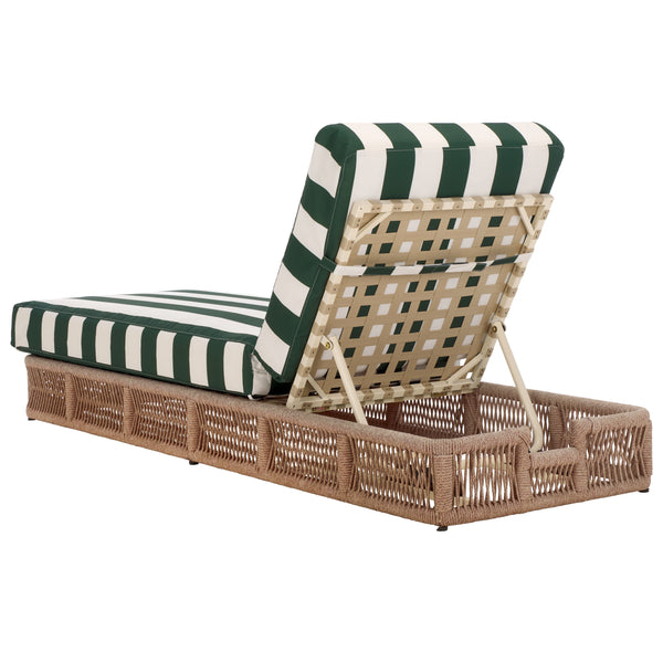 Safavieh Gillian Sunlounger - Coastal Style With Natural Rope, Perfect For Your Outdoor Relaxation Oasis Heather Tan ,Hunter Green Str Steel,Rope Pat7527h