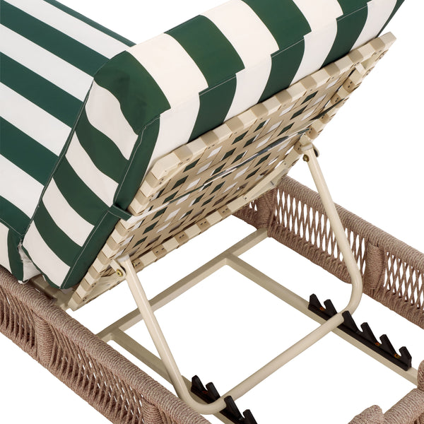 Safavieh Gillian Sunlounger - Coastal Style With Natural Rope, Perfect For Your Outdoor Relaxation Oasis Heather Tan ,Hunter Green Str Steel,Rope Pat7527h
