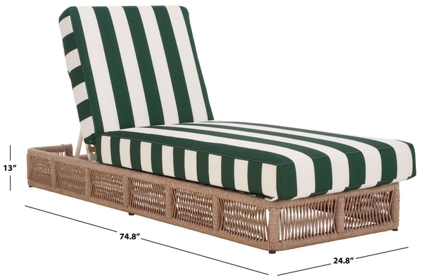 Safavieh Gillian Sunlounger - Coastal Style With Natural Rope, Perfect For Your Outdoor Relaxation Oasis Heather Tan ,Hunter Green Str Steel,Rope Pat7527h