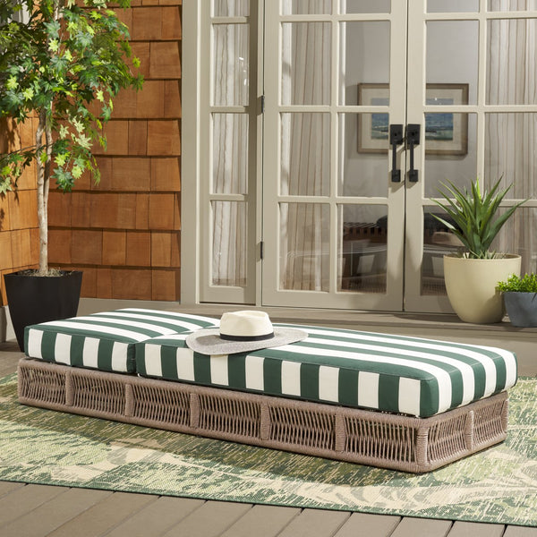 Safavieh Gillian Sunlounger - Coastal Style With Natural Rope, Perfect For Your Outdoor Relaxation Oasis Heather Tan ,Hunter Green Str Steel,Rope Pat7527h