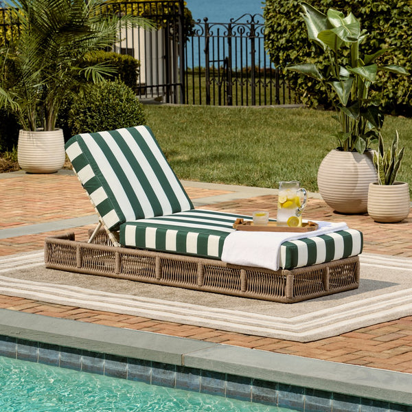Safavieh Gillian Sunlounger - Coastal Style With Natural Rope, Perfect For Your Outdoor Relaxation Oasis Heather Tan ,Hunter Green Str Steel,Rope Pat7527h