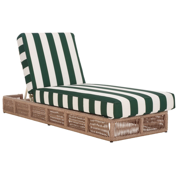 Safavieh Gillian Sunlounger - Coastal Style With Natural Rope, Perfect For Your Outdoor Relaxation Oasis Heather Tan ,Hunter Green Str Steel,Rope Pat7527h
