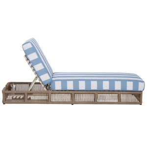 Safavieh Gillian Sunlounger – Coastal Style Outdoor Daybed With Woven Rope And Cushion For Relaxation Bliss Heather Tan ,Baby Blue Stripe Steel,Rope Pat7527u