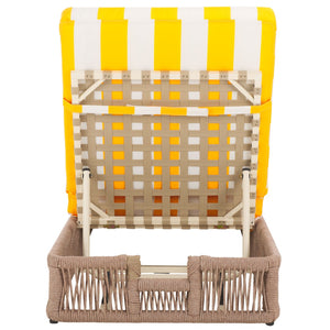 Safavieh GILLIAN Coastal Daybed with Woven Rope Accents for Relaxing Outdoor Lounging by the Pool or Patio Heather Tan / Yellow Stripe PAT7527Y