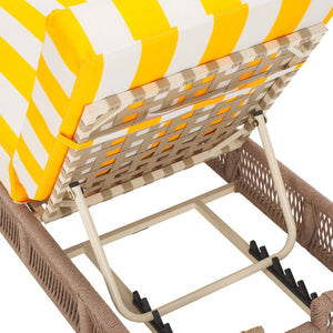 Safavieh GILLIAN Coastal Daybed with Woven Rope Accents for Relaxing Outdoor Lounging by the Pool or Patio Heather Tan / Yellow Stripe PAT7527Y